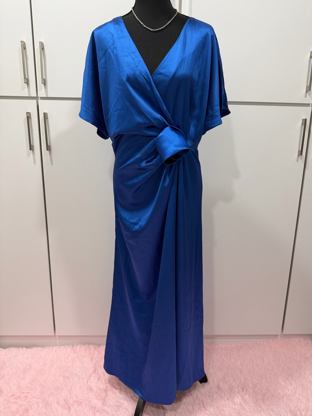 StyleWe Royal Blue Satin Midi Dress